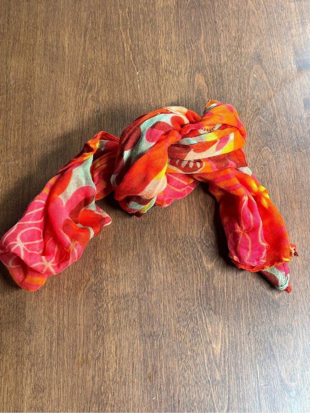 Floral Scarf in Orange & Pink
